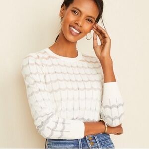 XS Ann Taylor Chevron Sweater with Shimmer Stripes